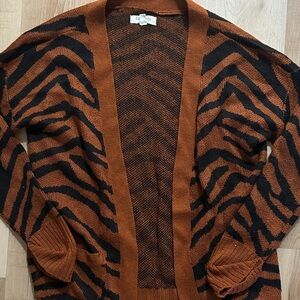Brown and Black Zebra Print Cardigan